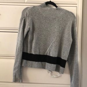 Grey stripe high neck sweater